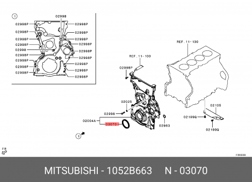 1052B663 MITSUBISHI Сальник коленвала передний MITSUBISHI L200 4N15 15-