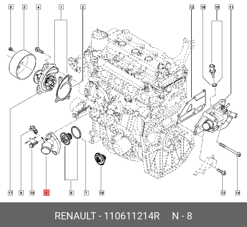 110611214R RENAULT Корпус термостата