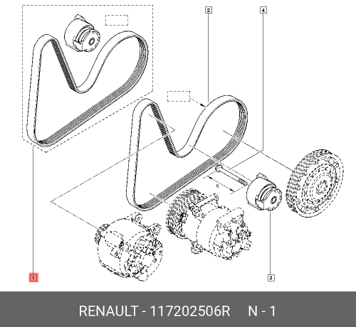 117202506R RENAULT К-КТ РЕМНЯ ГЕНЕРАТОРА K9K