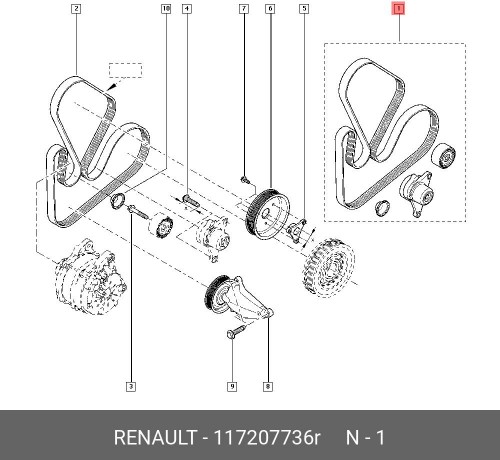 117207736R RENAULT Ремень ген. + 2 ролика Мастер