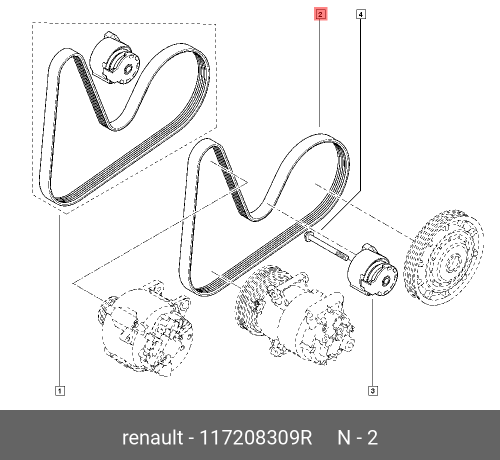 117208309R RENAULT РЕМЕНЬ ГЕНЕРАТОРА