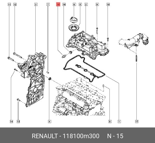 118100M300 RENAULT Штуцер системы вентиляц картера ДВС