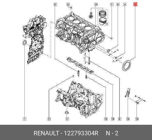 122793304R RENAULT Сальник коленвала задний H5H