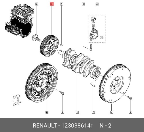 123038614R RENAULT Шкив коленвла