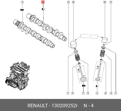 130209252R RENAULT распредвал