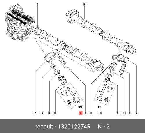 132012274R RENAULT К-Т ВПУСКНЫХ КЛАПАНОВ (8ШТ)