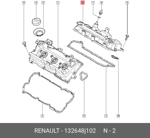 132648J102 RENAULT КРЫШКА КЛАПАННОГО МЕХ-МА (МЕТ)