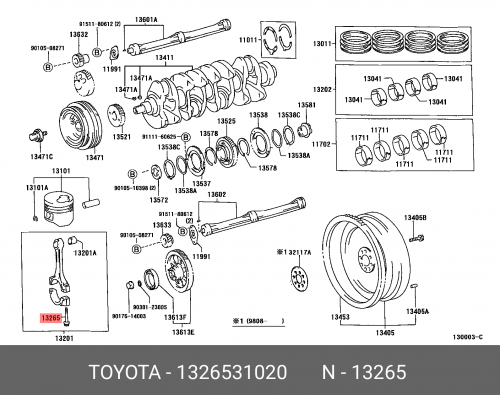 1326531020 TOYOTA / LEXUS Болт шатуна TOYOTA  1ARFE 1URFE 1URFSE 2ARFE