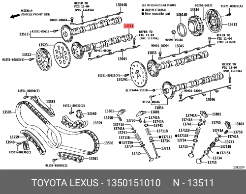 1350151010 TOYOTA / LEXUS Распредвал TOYOTA LC 200 1VD-FTV №2 впуск RH