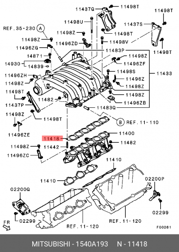 1540A193 MITSUBISHI Прокладка,впускного коллектора