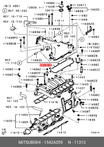 1542A059 MITSUBISHI Прокладка впускного коллектора