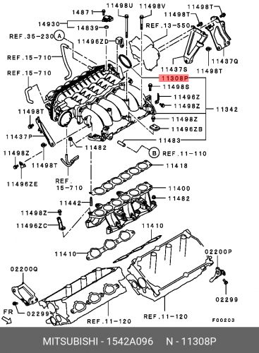 1542A096 MITSUBISHI Прокладка впускного коллектора