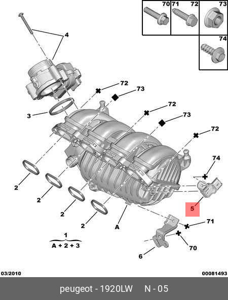 1920LW PEUGEOT / CITROEN Датчик давления впускного коллектора EP6