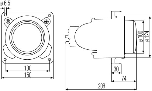 1KL007834027 HELLA Reflektor  swiatel  uniwersalny  L/P  (H1,  24V,  sr.  124mm)  NEOPLAN  CENTROLINER,  EUROLINER,  STARLINER