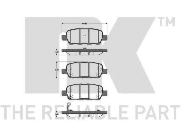 222257 NK Комплект дисковых тормозных колодок