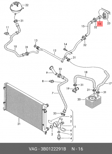 3B0122291B VAG Фланец сиcтемы охлаждения