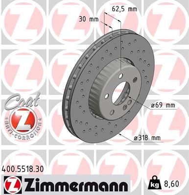 400551830 ZIMMERMANN Диск тормозной Formula S передний