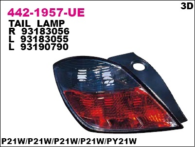 4421957LUE DEPO Фонарь задний OPEL ASTRA 04-10 LH 3D