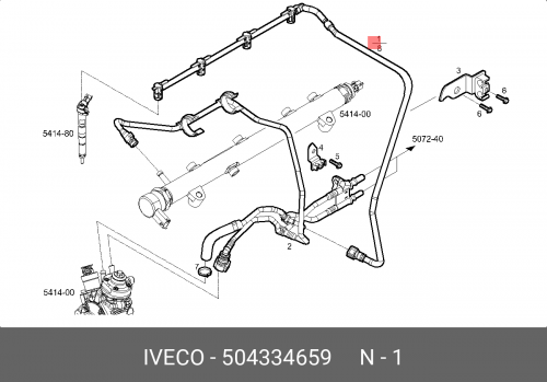 504334659 IVECO Трубка обратки с топливной рампы Iveco Daily 3.0