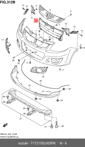 7172155L005PK SUZUKI Решетка бамп. пер.