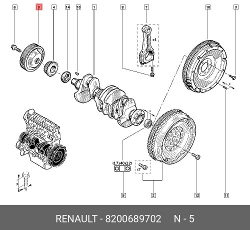 8200689702 RENAULT Шкив коленвала K56J F9Q