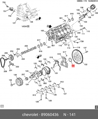 89060436 GM Сальник коленвала задний