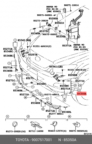 9007517001 TOYOTA / LEXUS Штуцер шланга омывателя фар
