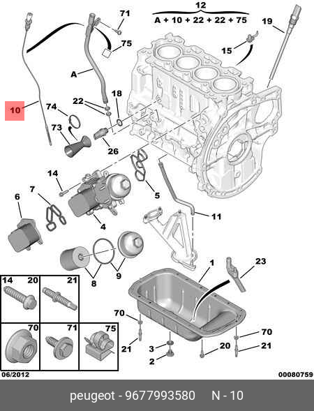 9677993580 PEUGEOT / CITROEN Щуп  маслянный  C.P  1.6HDI  09-