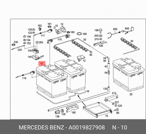 A0019827908 MERCEDES-BENZ Батарея аккумуляторная 12V 60AH 680A AGM