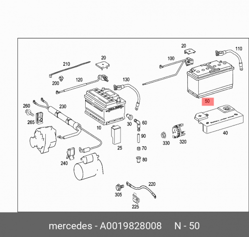 A0019828008 MERCEDES-BENZ Аккумулятор AGM 70Ah 760A