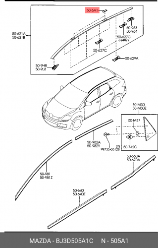 BJ3D505A1C MAZDA Заглушка молдинга