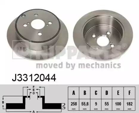 J3312044 NIPPARTS Диск тормозной задний
