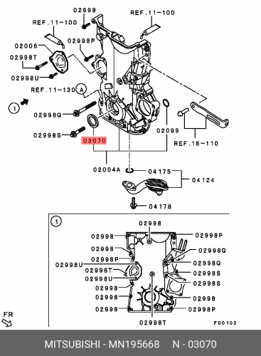 MN195668 MITSUBISHI Сальник коленвала передний